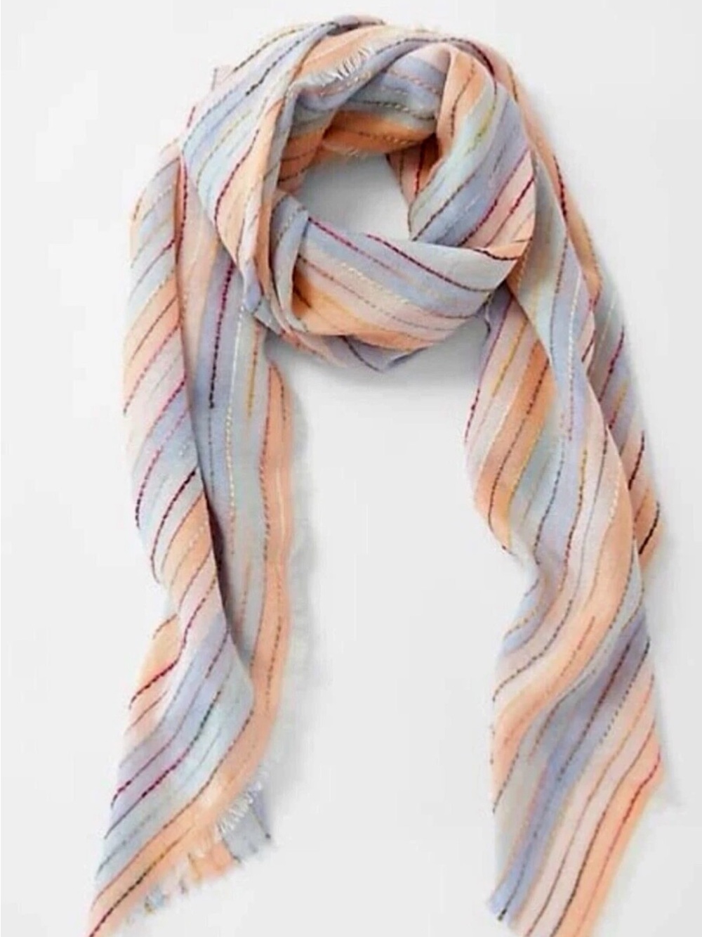 J Jill Cotton Summer Stripe Boho Scarf NWOT